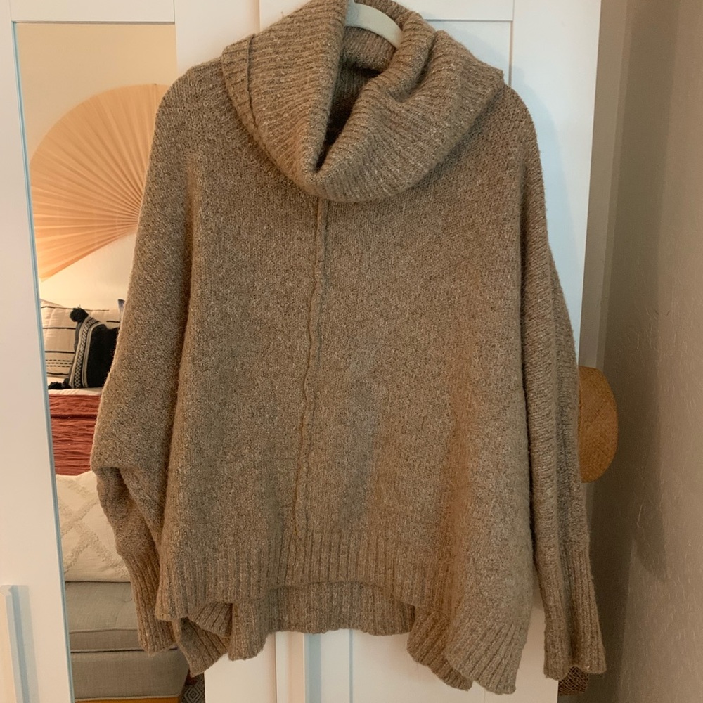 Tan cowl neck over size sweater